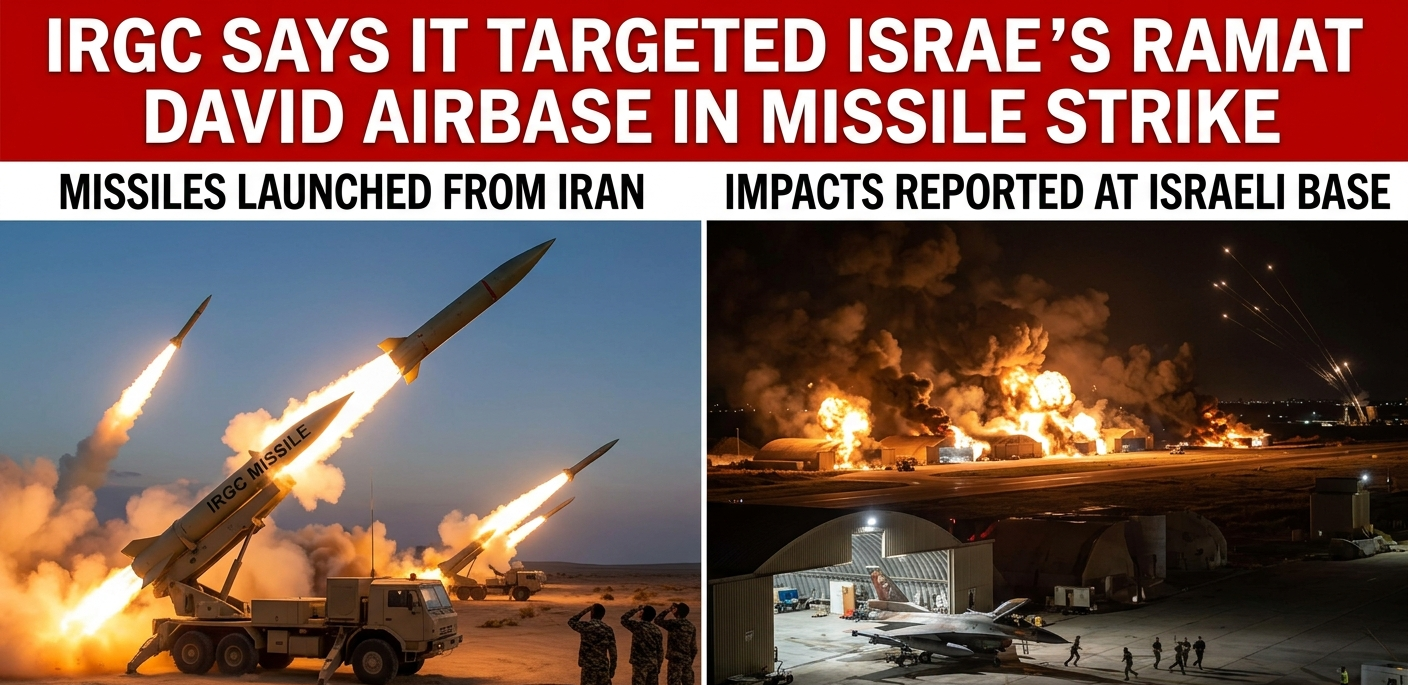 IRGC Says It Targeted Israel’s Ramat David Airbase in Missile Strike