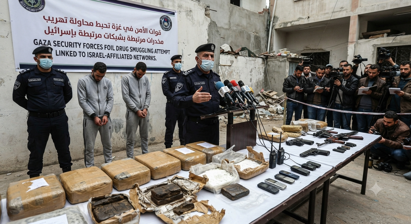 Gaza Security Forces Say They Foiled Drug Smuggling Attempt Linked to Israel-Affiliated Networks