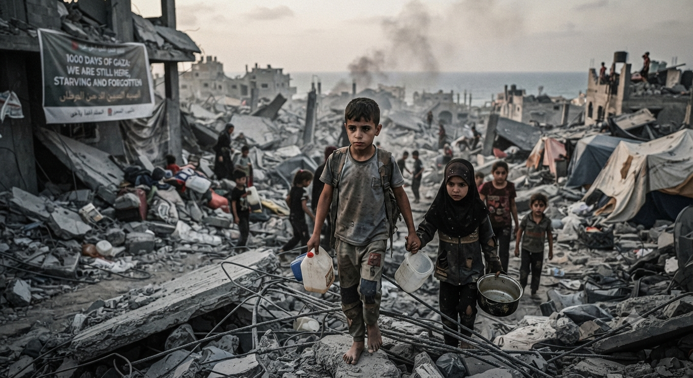 1,000 days of Gaza war: children killed, orphaned and starving under ongoing devastation
