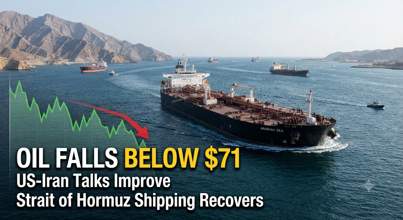 Oil Falls Below $71 as US-Iran Talks Improve and Strait of Hormuz Shipping Recovers