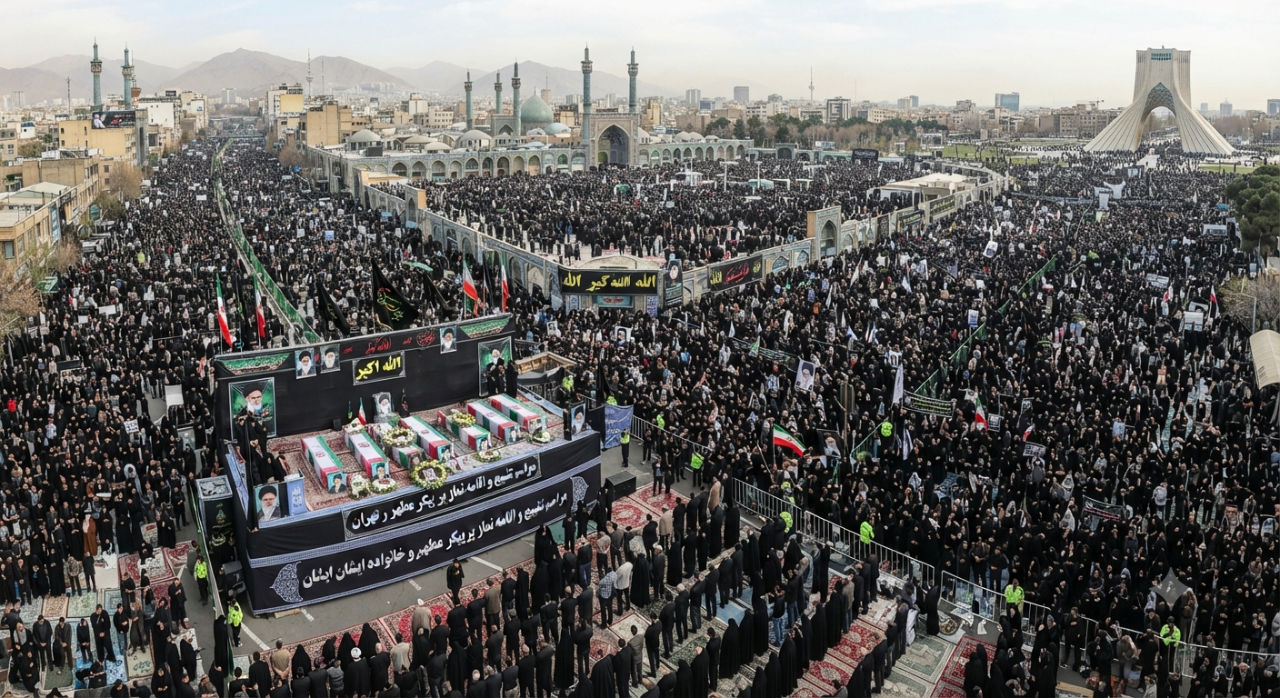 Millions Attend Funeral Prayers in Tehran for Iran’s Khamenei and Family