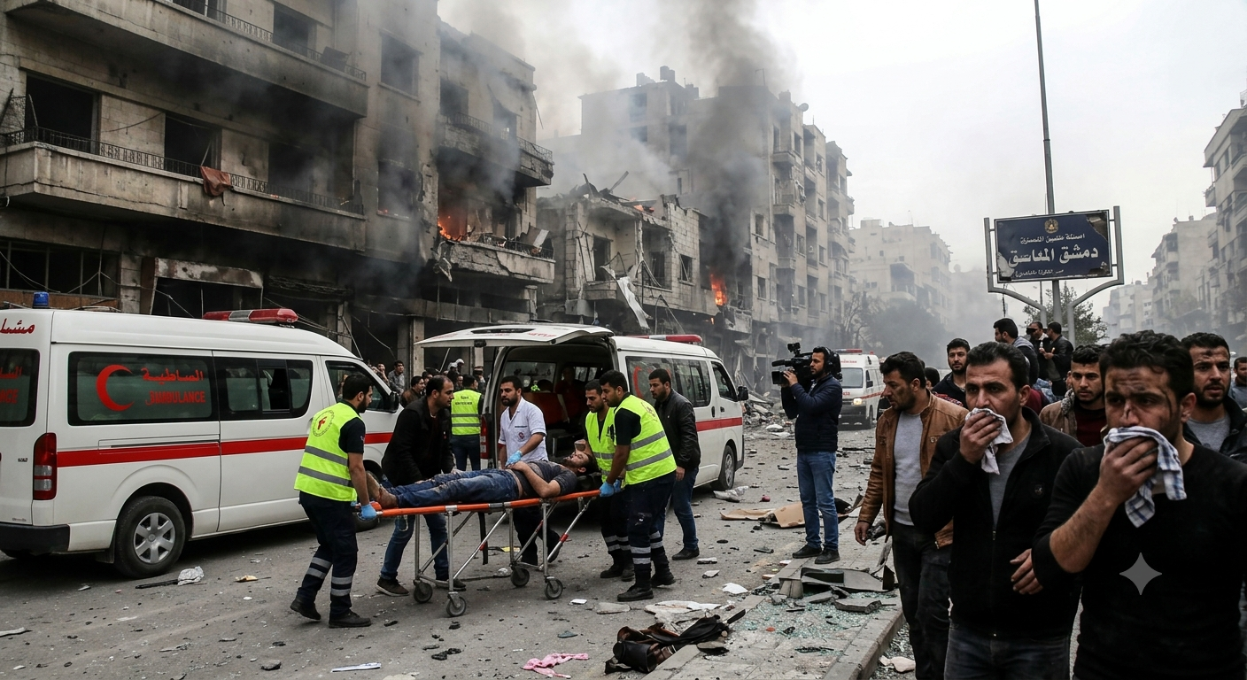 Eighteen Wounded as Explosions Rock Damascus During Macron’s Visit to Syria