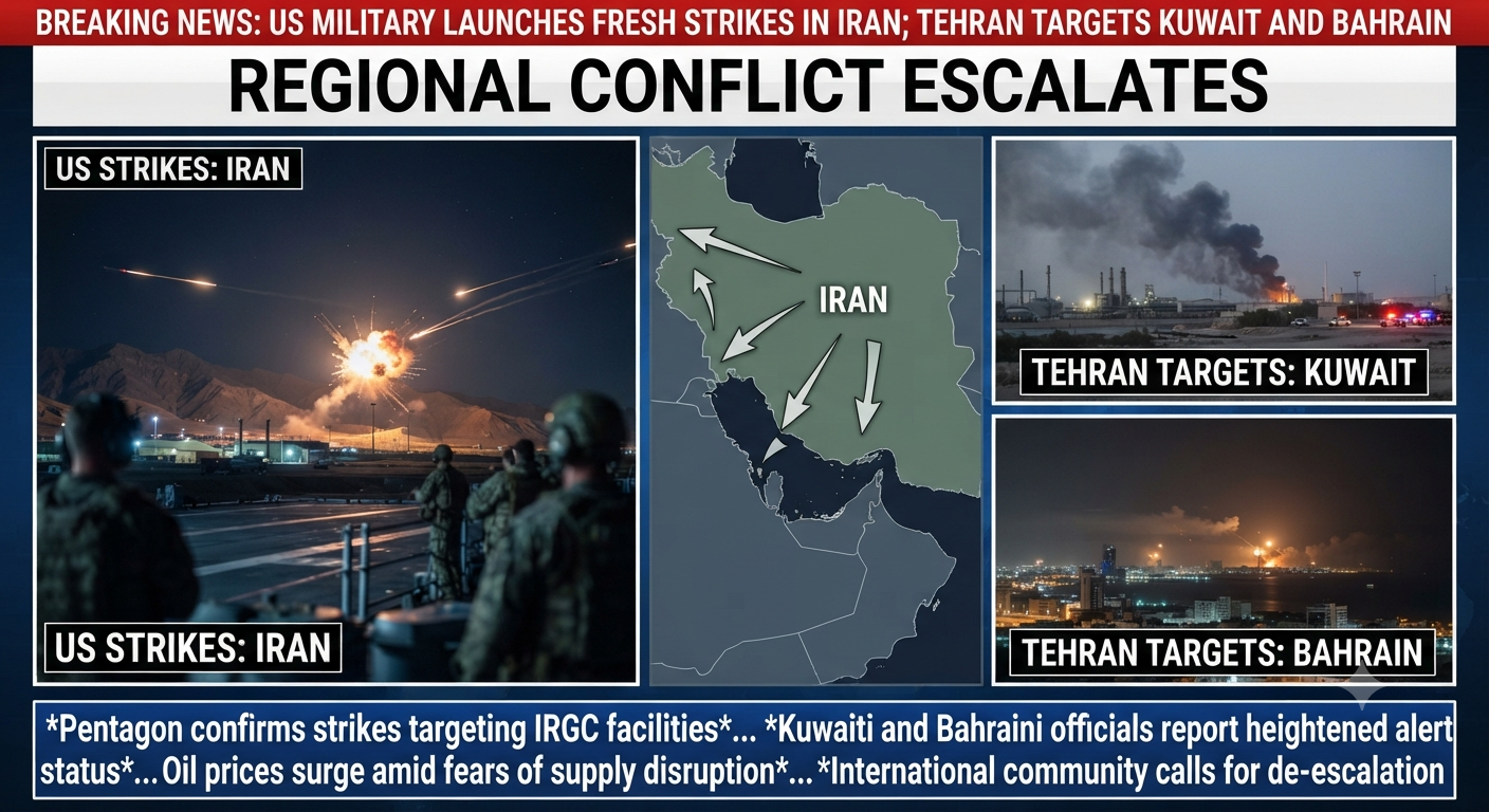 US Military Launches Fresh Iran Strikes as Tehran Targets Kuwait and Bahrain