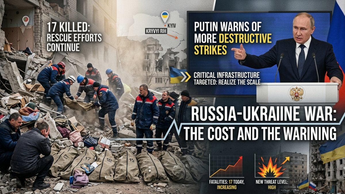 Russia Ukraine War: 17 Killed as Putin Warns of More Destructive Strikes