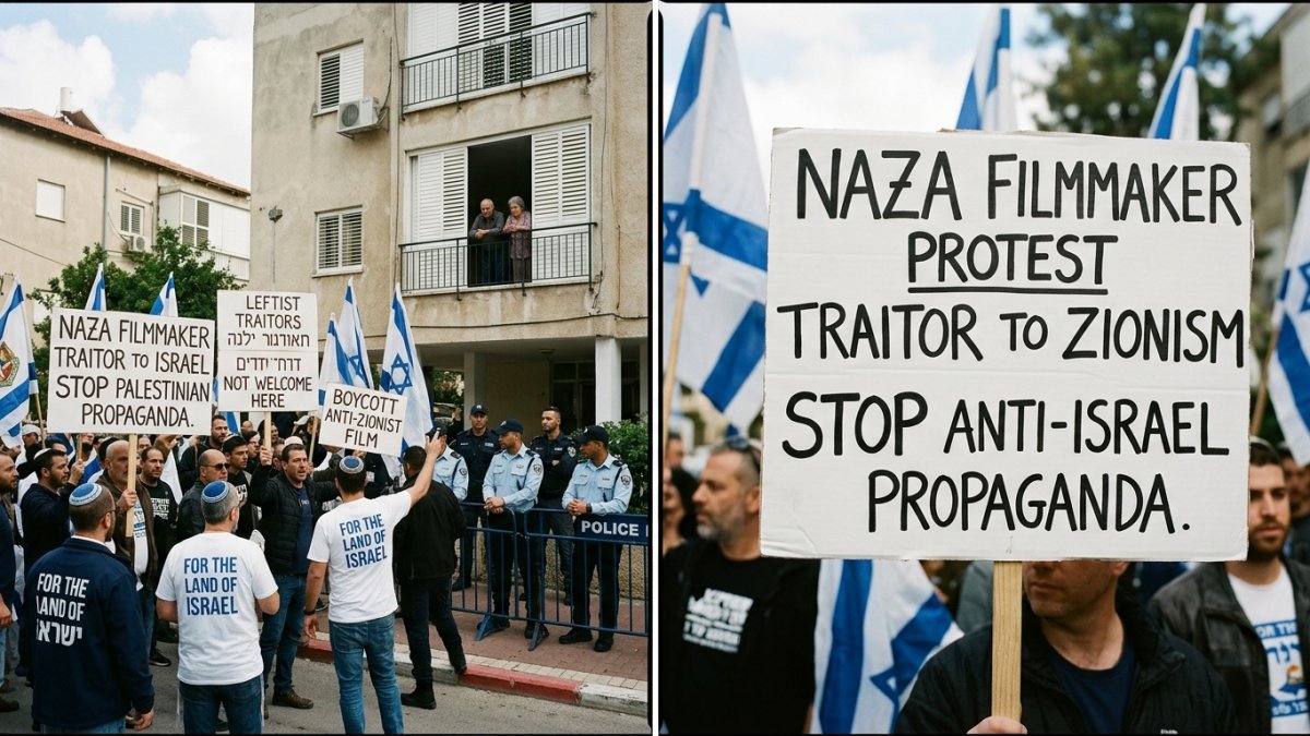 Far-Right Israelis Protest Outside Parents’ Home of NAZA Filmmaker