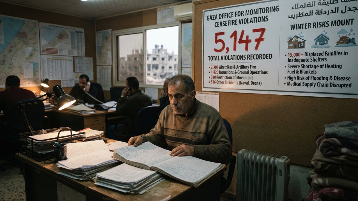 Gaza Office Counts 5,147 Ceasefire Violations as Winter Risks Mount
