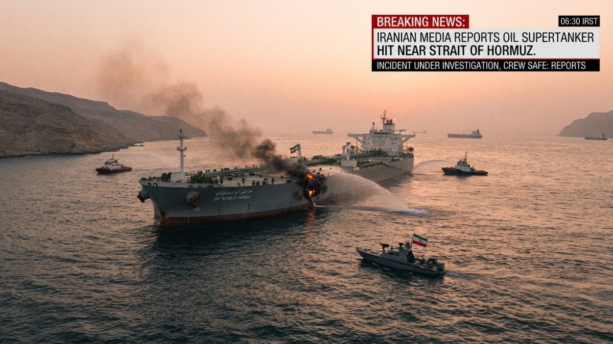 Iranian Media Report Oil Supertanker Hit Near Strait of Hormuz