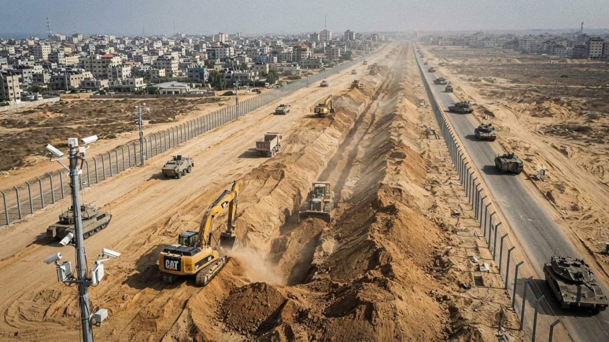 Israeli Army Builds Trench Barrier Along Gaza’s Yellow Line