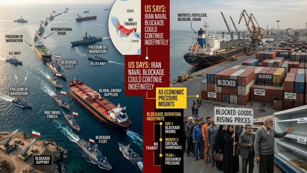 US Says Iran Naval Blockade Could Continue Indefinitely as Economic Pressure Mounts