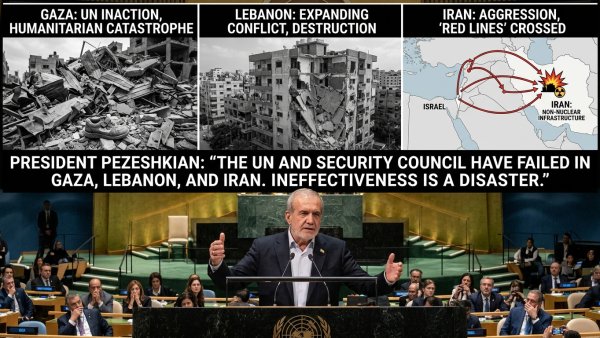 Iran President Pezeshkian Criticizes UN Over Gaza, Lebanon and Iran Conflict
