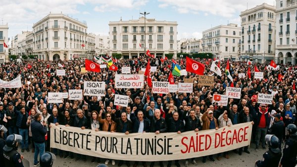Thousands Rally in Tunis Against President Kais Saied